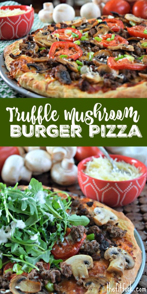 Mushroom Truffle Burger with Arugula Salad on top makes a quick, easy and complete meal that's high in protein and nutrients you need for an active lifestyle.