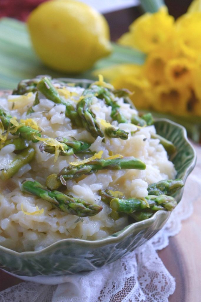Lemon Asparagus Risotto in microwave