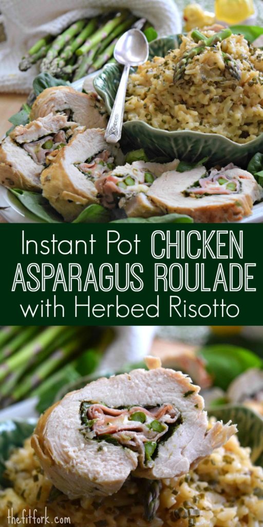 Instant Pot Chicken Asparagus Roulade with Herbed Risotto is ready in under 30 minutes, from prep to plate. Fancy enough for a holiday meal (like Easter) or any other spring supper. 