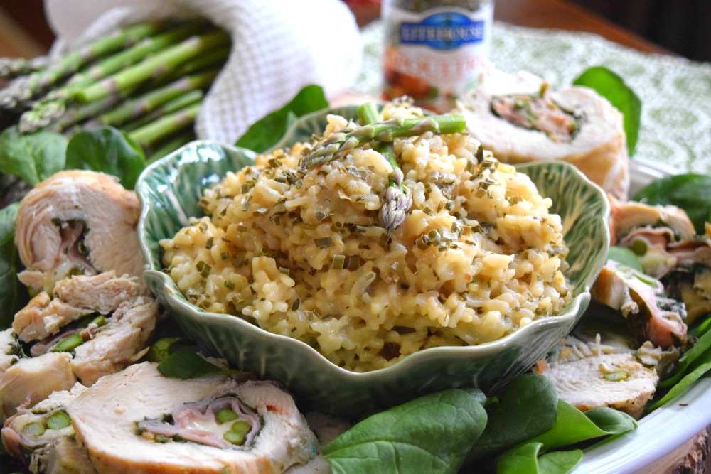 Instant Pot Asparagus Chicken Roulade with Herbed Risotto