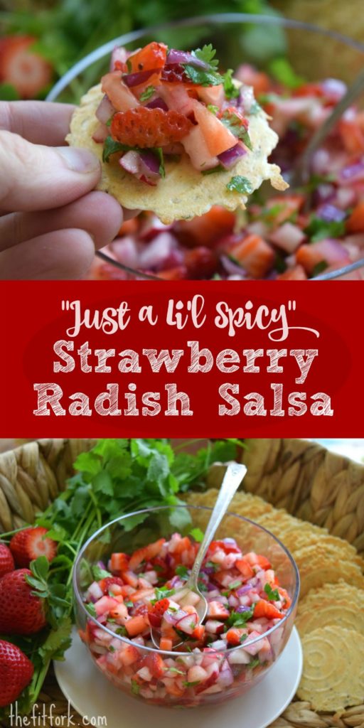 Just a Li'l Spicy Watermelon Radish Salsa - a quick and easy condiment for your seafood, salads, tacos and more! Even just great as a chipp-dipping appetizer.