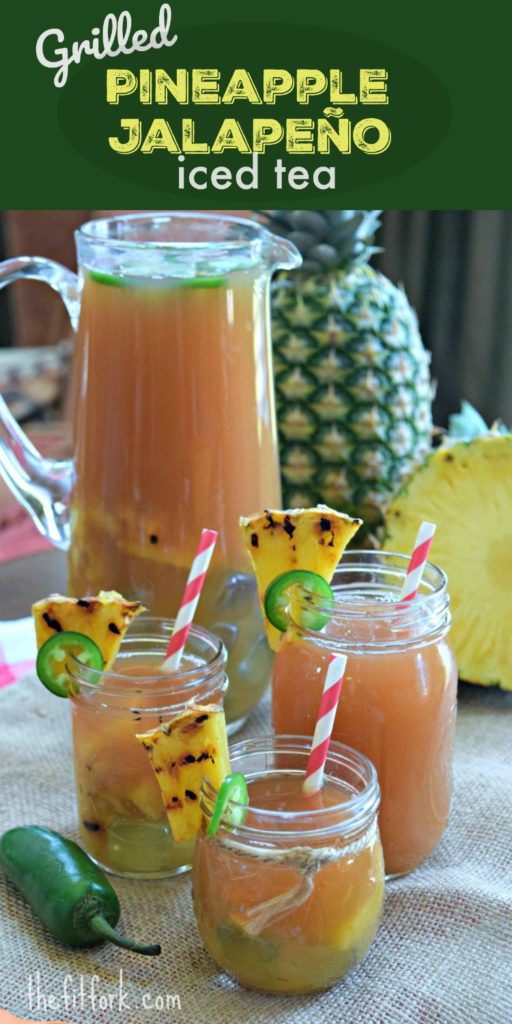 Grilled Pineapple Jalapeno Iced Tea makes an unexpectedly delicious beverage for your next backyard BBQ or summer entertaining. 