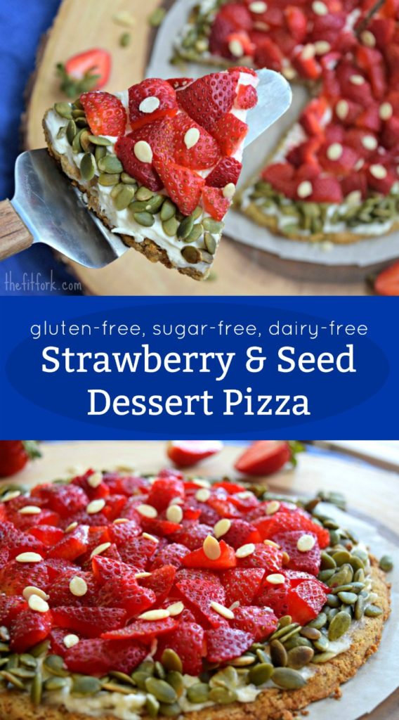 Strawberry Seed Pizza is a beautiful, summery dessert that is gluten-free, sugar-free, and dairy-free. Paleo diet friendly too. 
