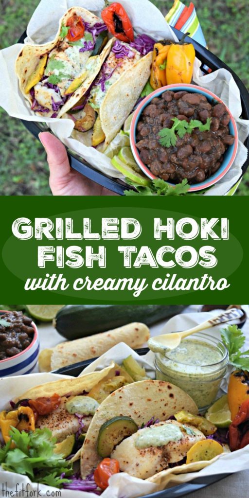 Grilled Hoki Fish Tacos with Cotija Cilantro Dressing -- it's a 20 minute fresh and healthy dinner that your whole family will love on taco tuesday or any night of the week.