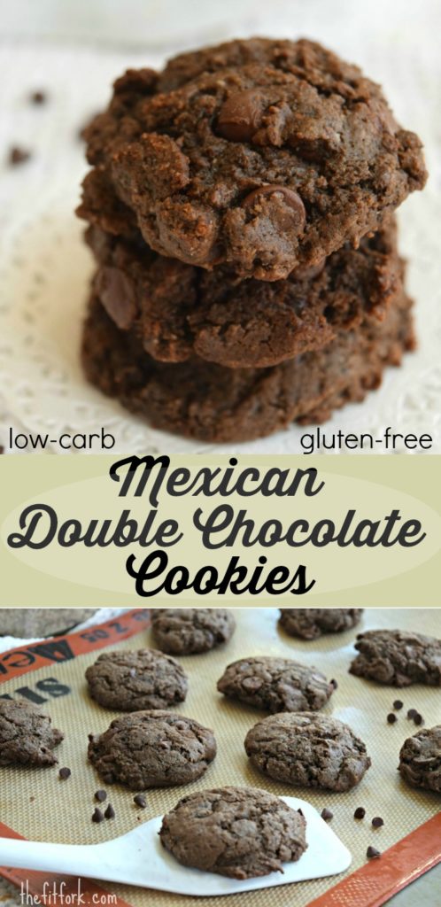 Low Carb Mexican Double Chocolate Chip Cookies - a healthier treat that is lower carb thanks to a stevia substitute and gluten free.