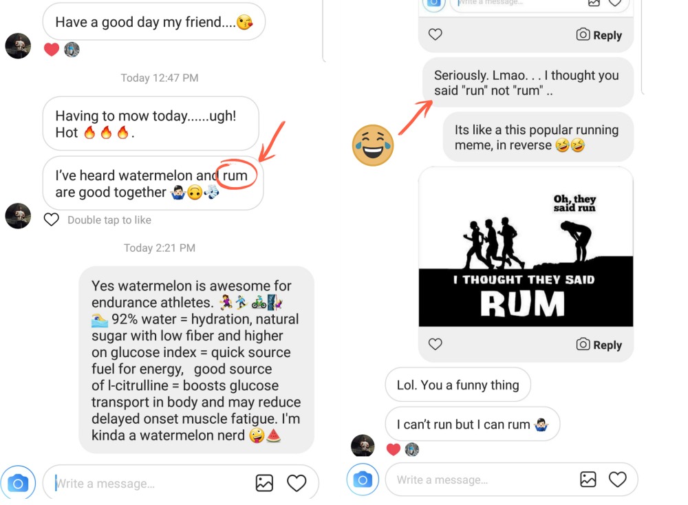 funny instagram coversation about watermelon