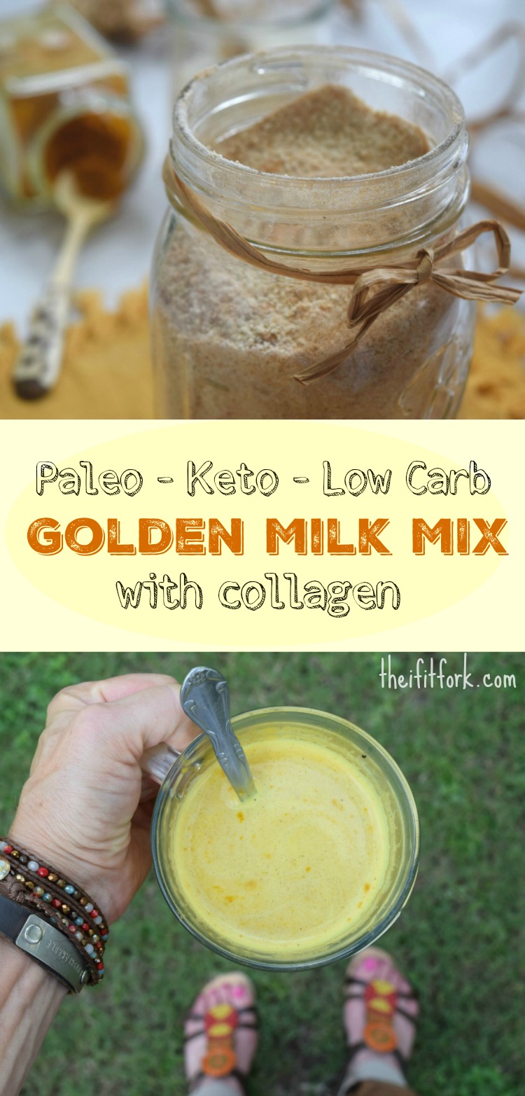 DIY Golden Milk Mix with Collagen, helps to reduce inflammation and warm you up after a workout. The addition of collagen provides a boost of protein to ease joint pain and help with muscle management.