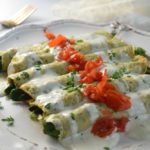 Spinach stuffed low carb egg wraps with ranch