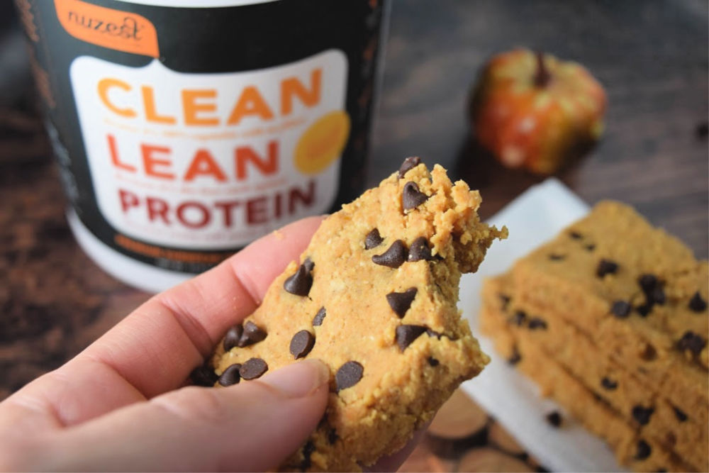 Low Carb Chocolate Chip Pumpkin Protein Bars - 