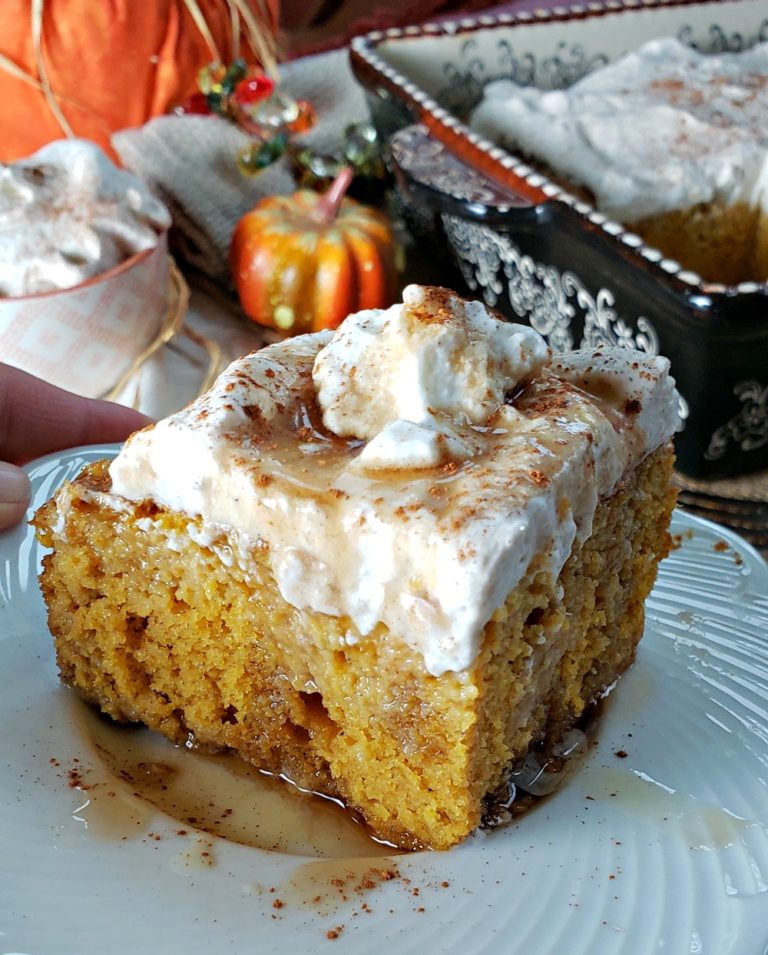 Lower Carb Pumpkin Maple Tres Leche Cake - thefitfork.com