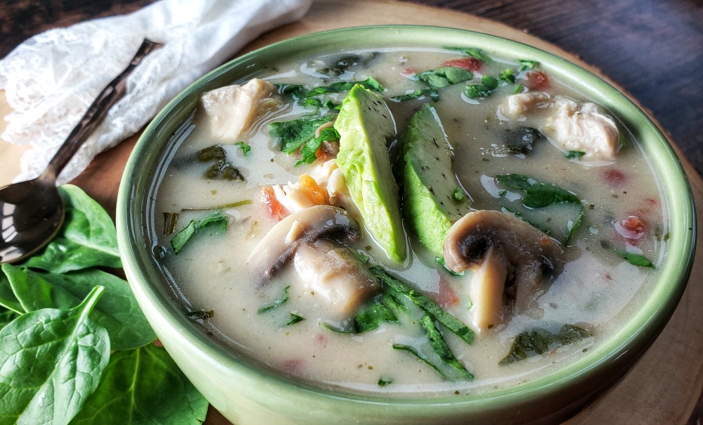Low Carb Chicken Verde Queso Soup a 15 minute meal gluten free