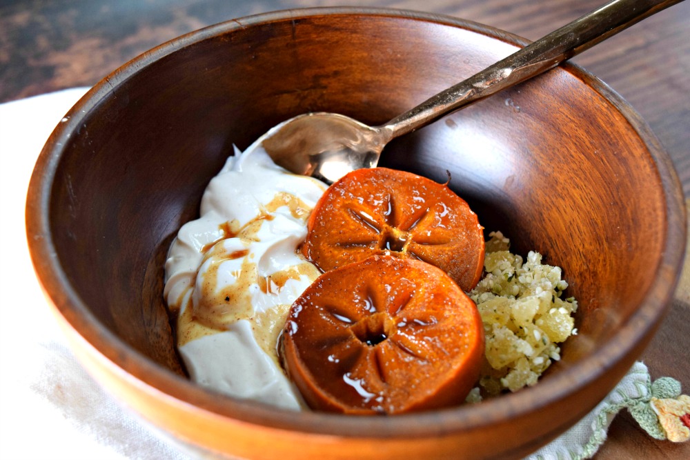 Chai Persimmons with Gingered Yogurt