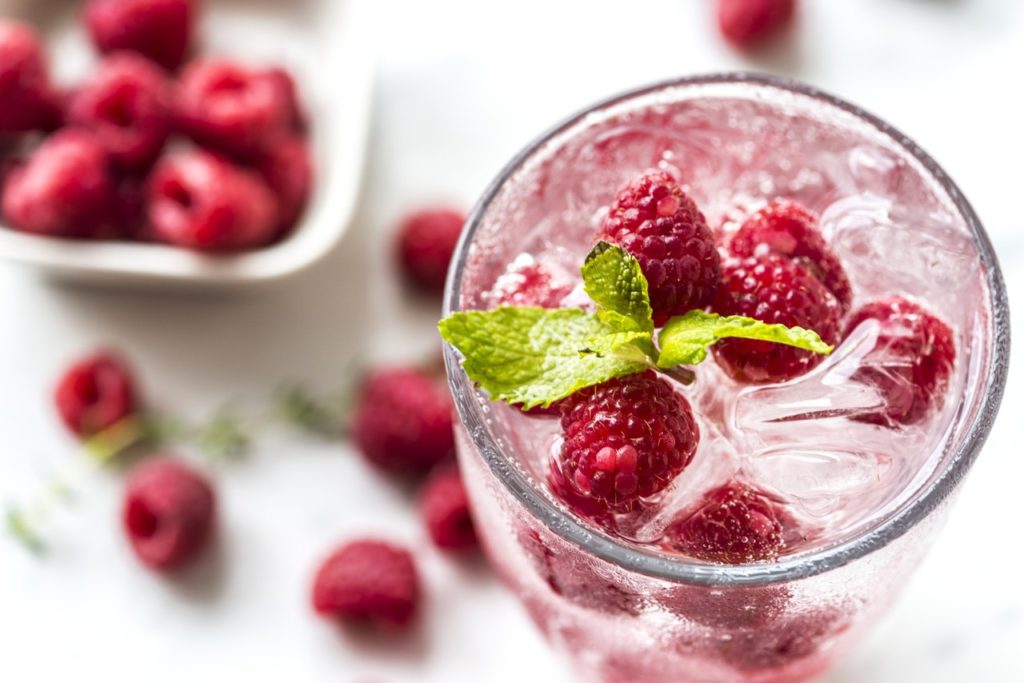 raspberry sparkling water - a good keto and low carb option to traditional cocktails