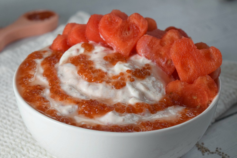 Greek yogurt with Low Carb Watermelon Chia syrup
