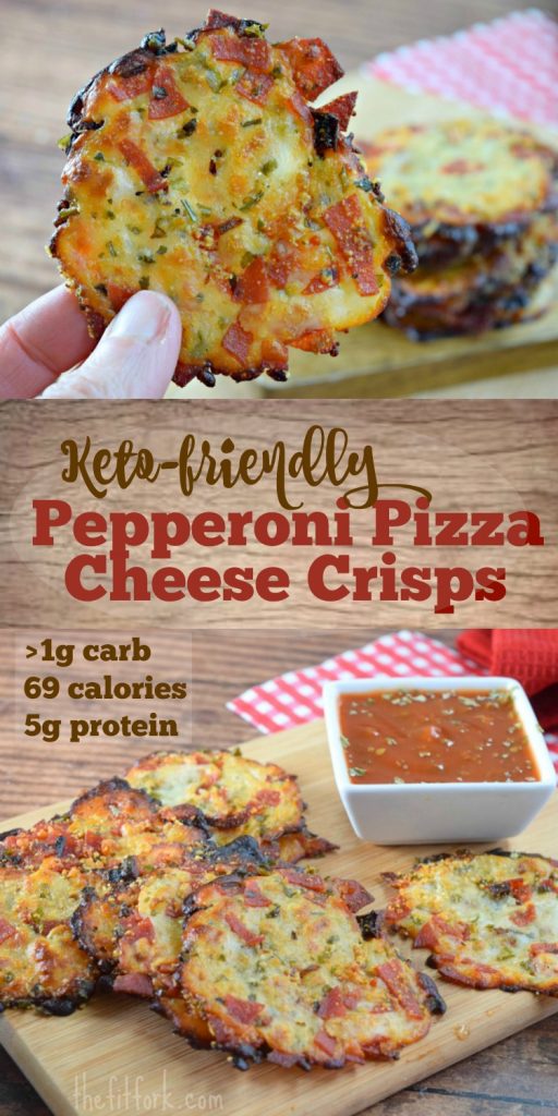 Keto Pepperoni Pizza Cheese Crisps are a delicious, low carb snack that can be made in under 10 minutes. Sometimes these crunchy cheese snacks are also referred to as Frico.