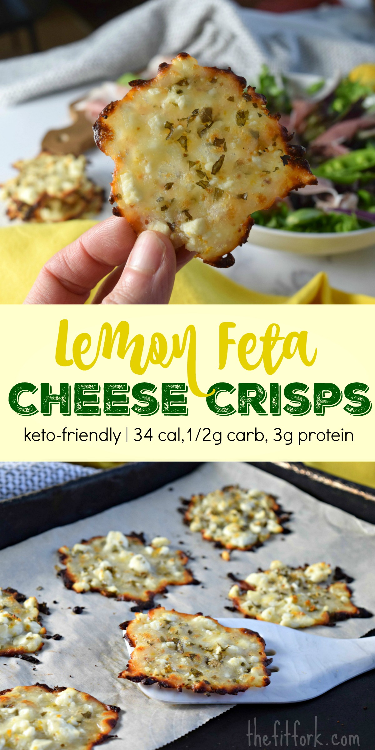 Lemon Feta Cheese Crisps Keto Low Carb Snack