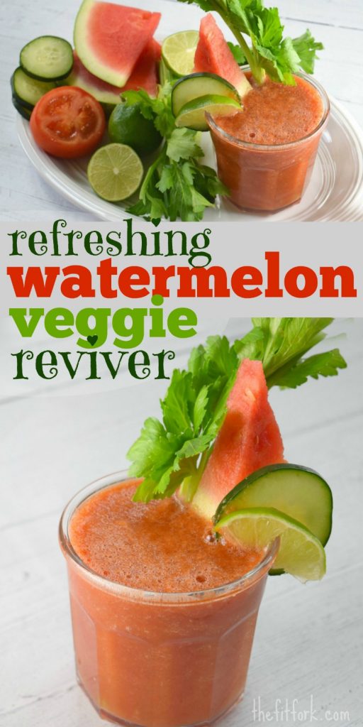 Watermelon Veggie Reviver - a healthy drink with watermelon, cucumber, tomatoes and cayenne pepper
