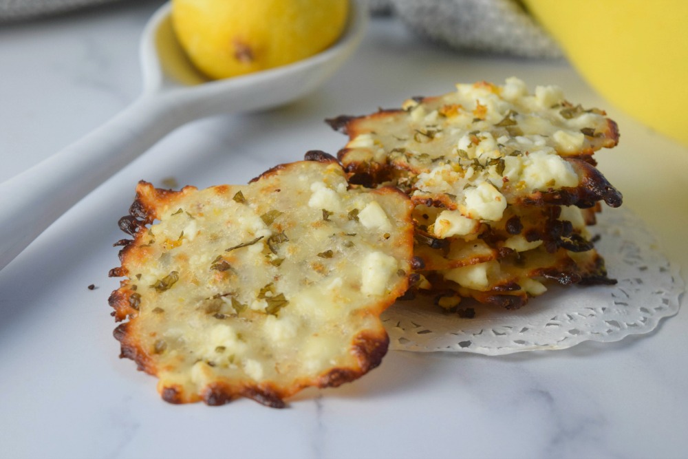 Lemon Feta Cheese Crisps a low-carb, keto-friendly snack.