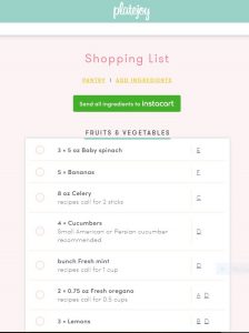 PlateJoy Shopping List