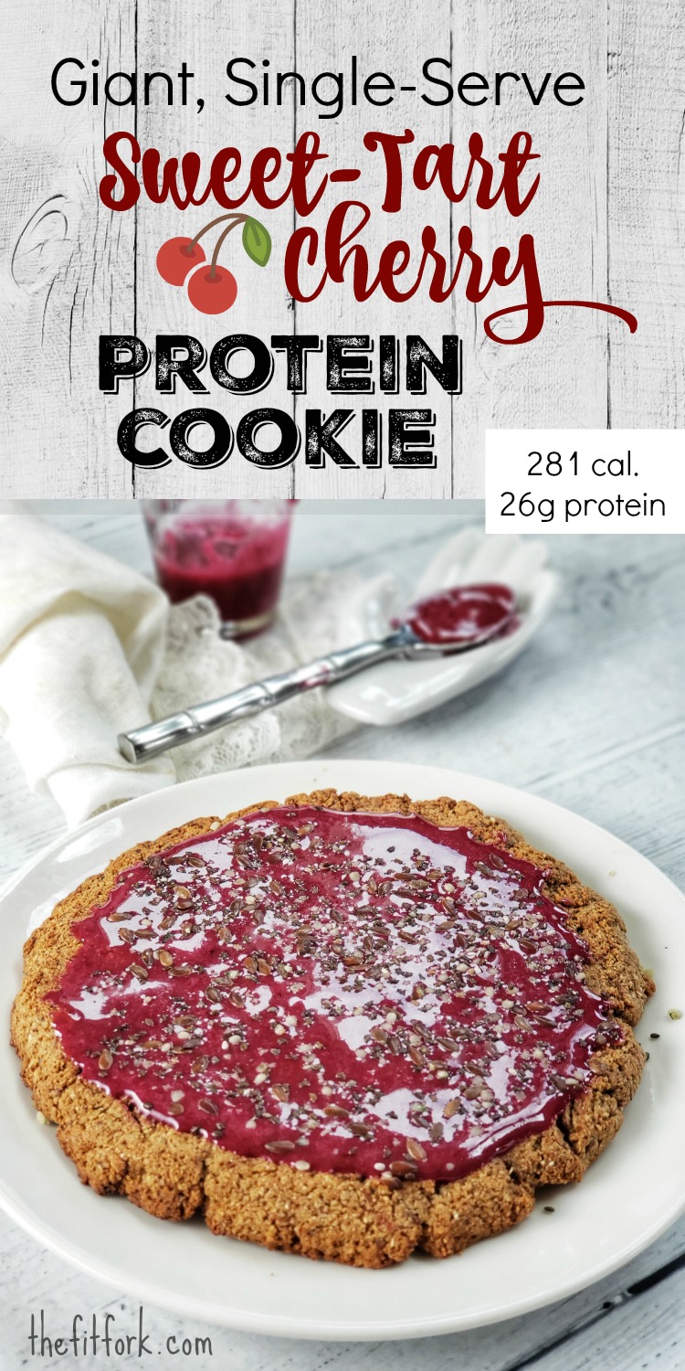 Giant Sweet Tart Cherry Protein Cookie - Wake up to some fun and fit "cookie time," with this fresh-baked collagen protein cookie that tastes like a cherry Sweet Tart! It lower in carbs and high in protein, and can be made single serving or in a large batch mix is you meal prep. 