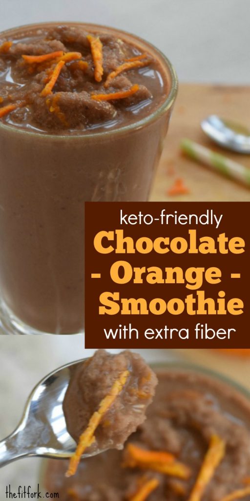 Keto Friendly Chocolate Orange Smoothie with extra fiber is a yummy, tasty, easy way to add more dietary fiber to your low carb lifestyle. Perfect for breakfast, post-workout or even dessert.