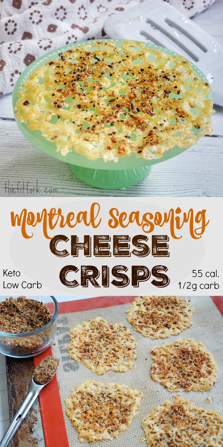 Montreal Seasoning Cheese Crisps are a quick and easy snack that is low carb and keto friendly with only 55 calories and 1/2 gram of carbohydrate.