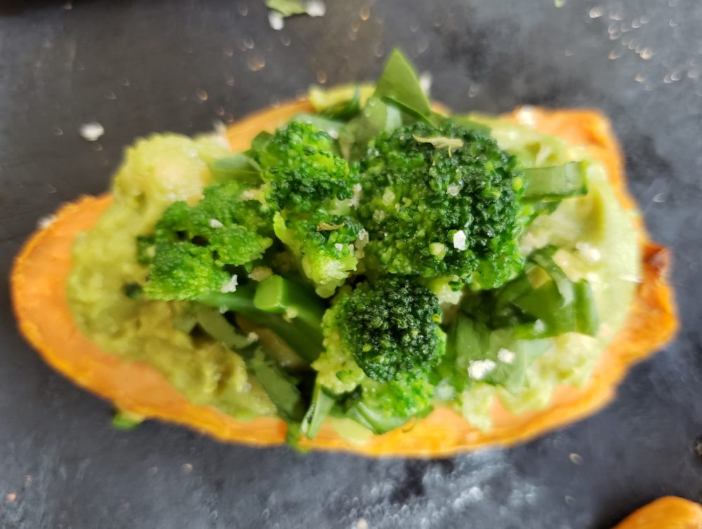 Green Machine Sweet Potato Toast - vegan friendly with avocado, spinach and broccoli