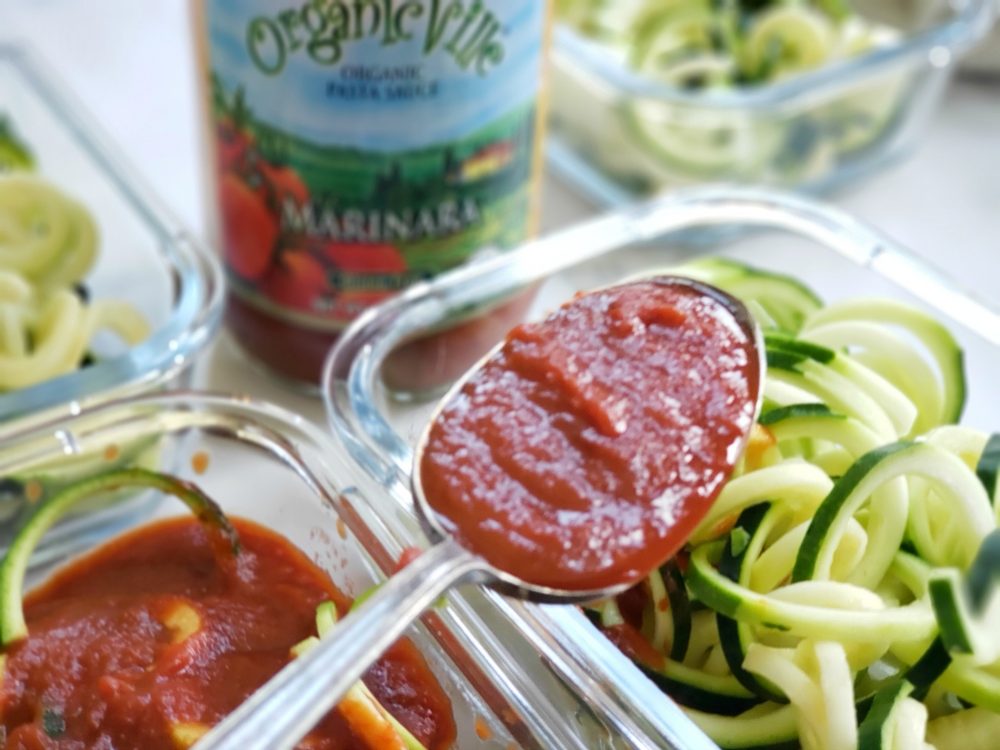 organicville marinara pasta sauce and zoodles