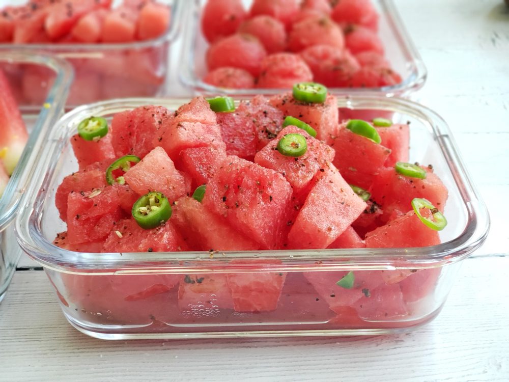 Watermelon with Tajin and jalapeno