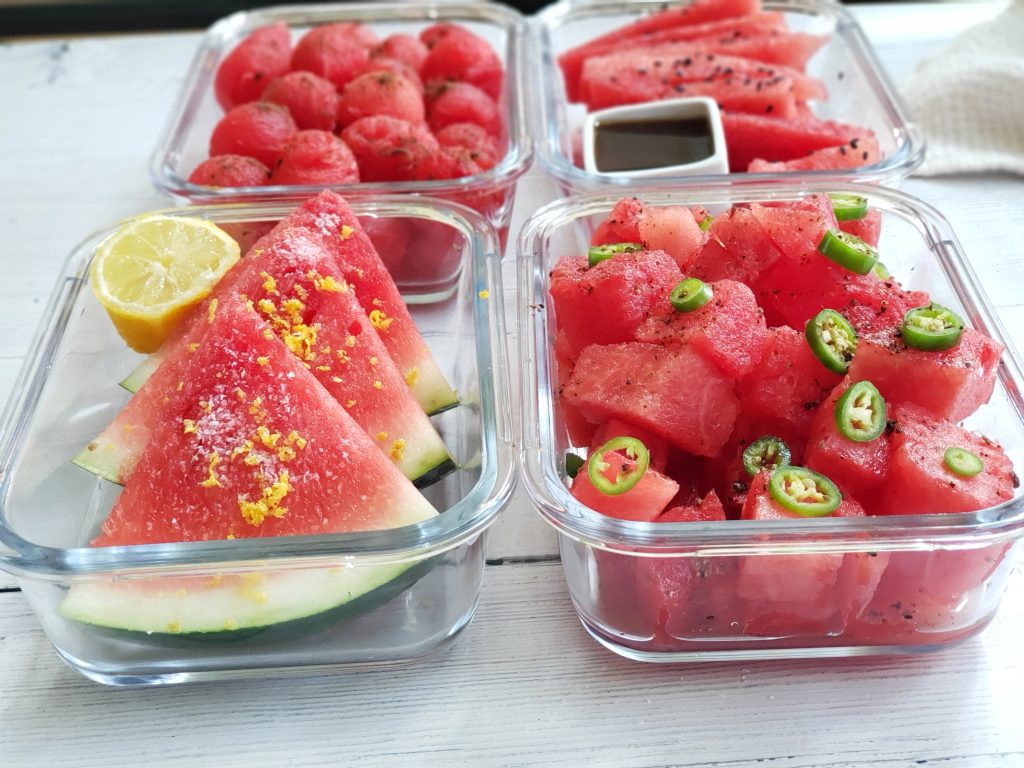 Watermelon seasoned four ways