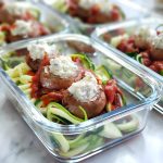 Zoodles Marinara with Stuffed Mushrooms for meal prep