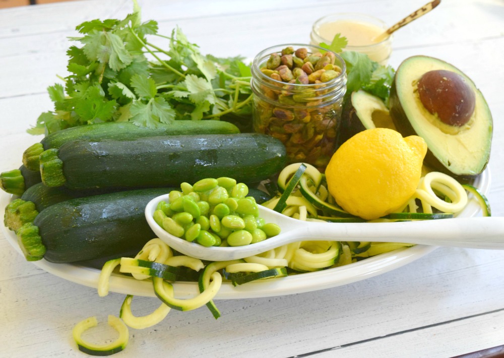 ingredients for spiral zucchini salad