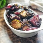 Roasted Balsamic Red Onions & Brussels Sprouts