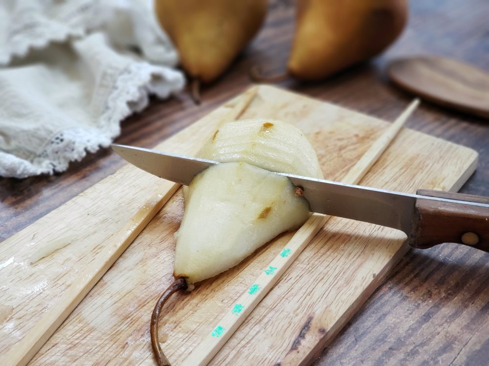 Cutting Hasselback Pears