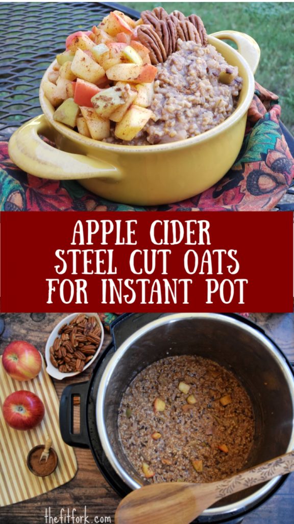 Apple Cider Steel Cut Oats are made in the Instant Pot or Multi-Function Pressure Cooker, great for breakfast meal prep and sweetened naturally with apple cider juice.