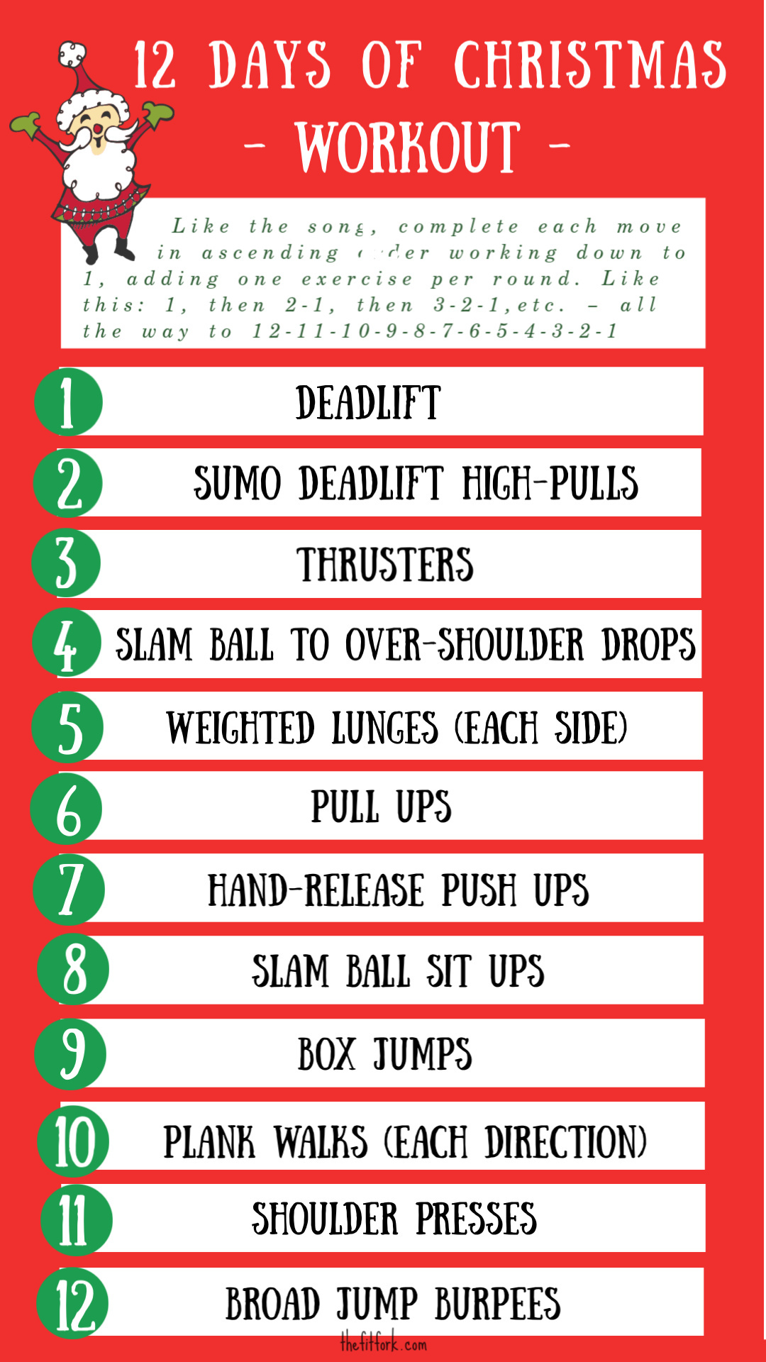 12 Days of Christmas Bodyweight Workout is perfect for a full-body, holiday workout in the gym! 