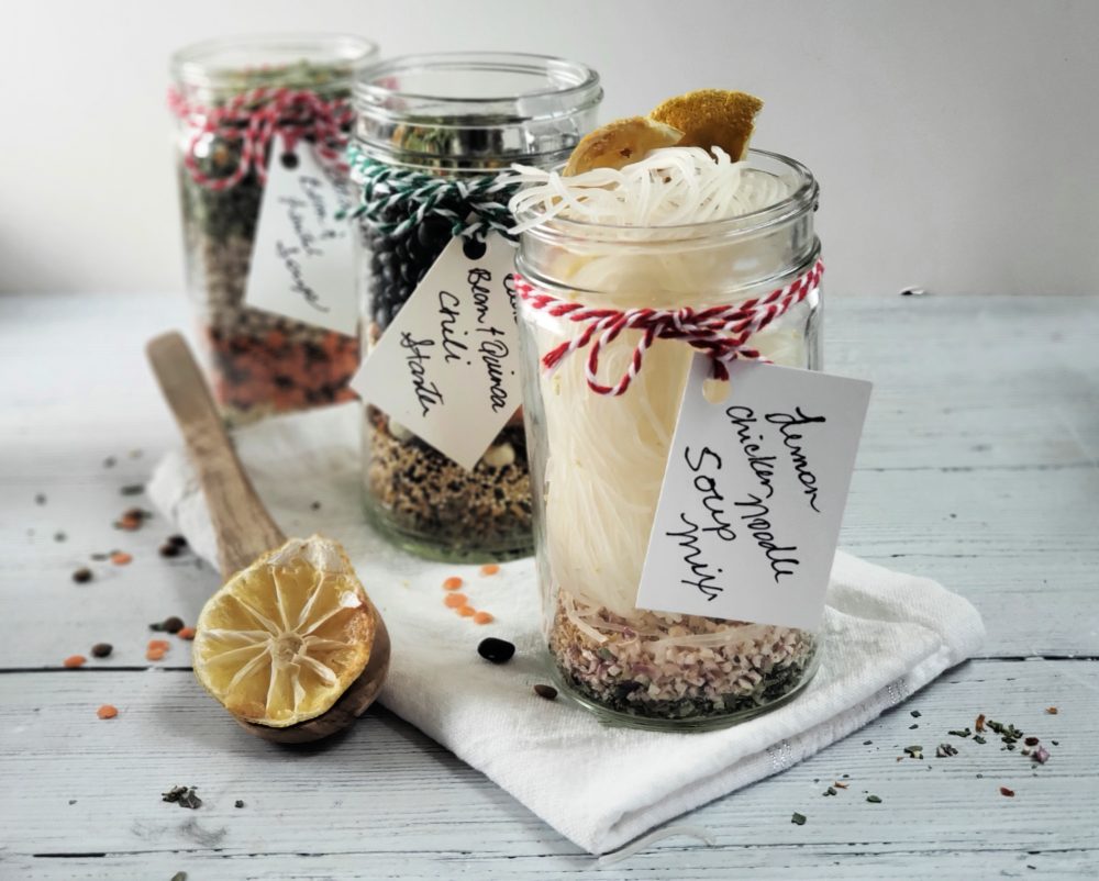 Jar Soup Mixes - Three flavors, great to meal prep and stock the pantry for easy meals or to give as a thoughtful homemade food gift. Something for everyone including gluten-free, dairy-free and vegan.