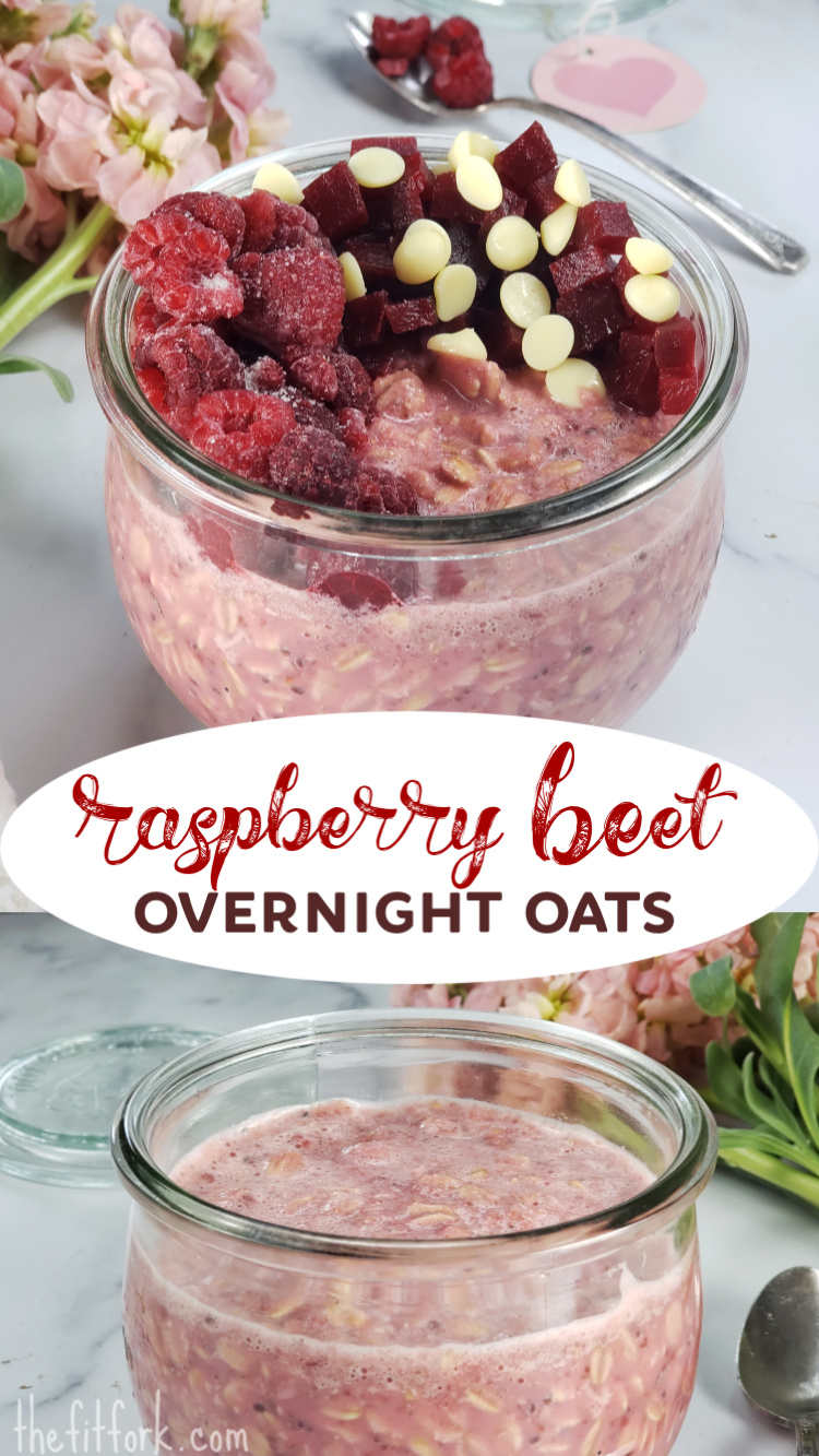 Raspberry Beet Overnight Oats - fall in love with meal prepping breakfast all over again thanks to this delicious, nutritious oatmeal recipe that is pretty in pink! Fun for a busy valentine's day morning.