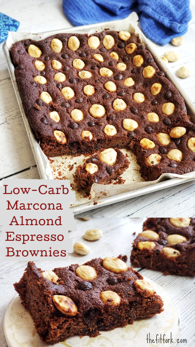 Marcona Almond Espresso Brownies are a so fudgy and delicious, a doable treat for your low carb or keto diet. Also, a little boost of protein from protein powder, which can be swapped out with an alternative flour, if desired. 