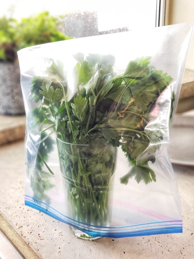 Keep fresh herbs covered, in water, and chilled.