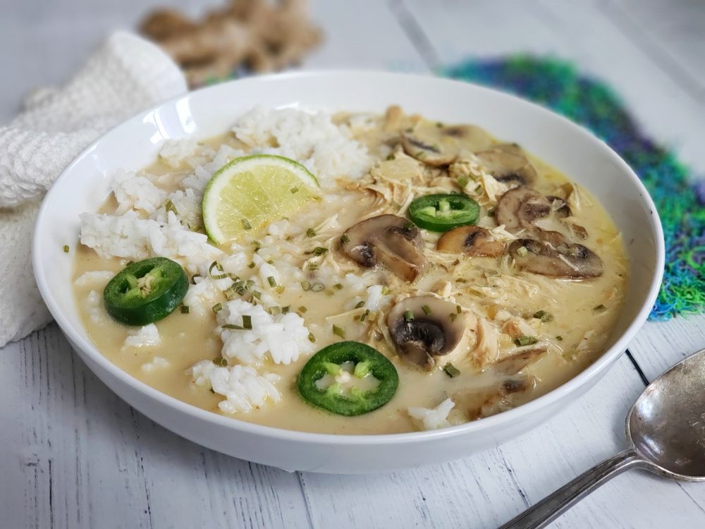 Chicken Coconut Lime Soup with rice