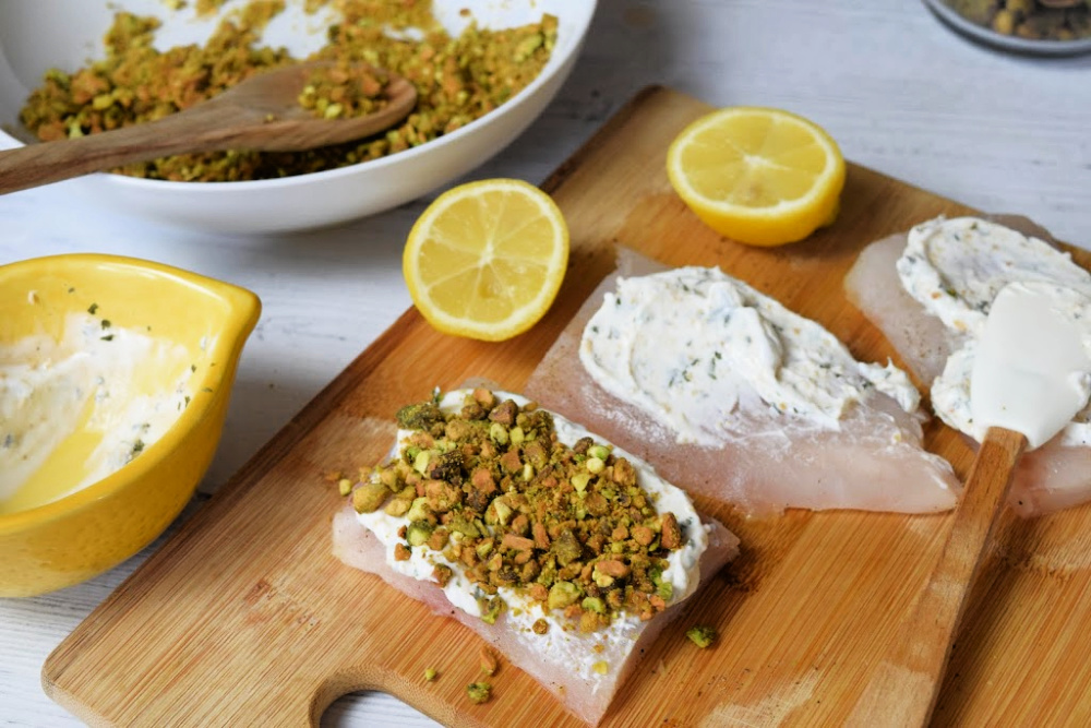 Lemon Pistachio Fish for Air Fryer prep