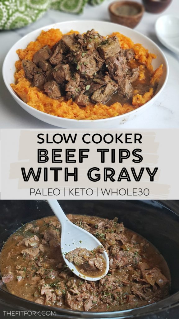 Slow Cooker Beef Tips - Paleo, Keto and Whole30 friedly