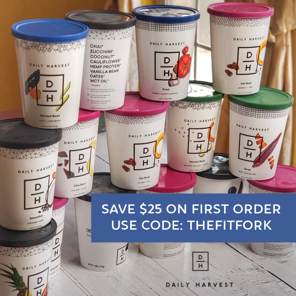 Daily Harvest meal deliver save $25 code: thefitfork