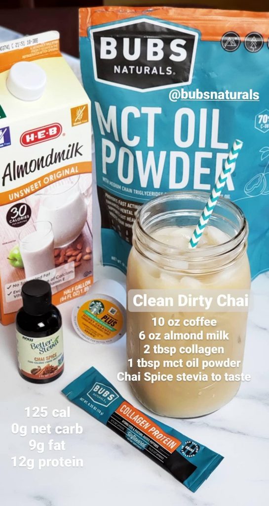 Clean "Dirty" Chai Recipe - 125 calories, 12g fat, 0g net carbs, 12g protein