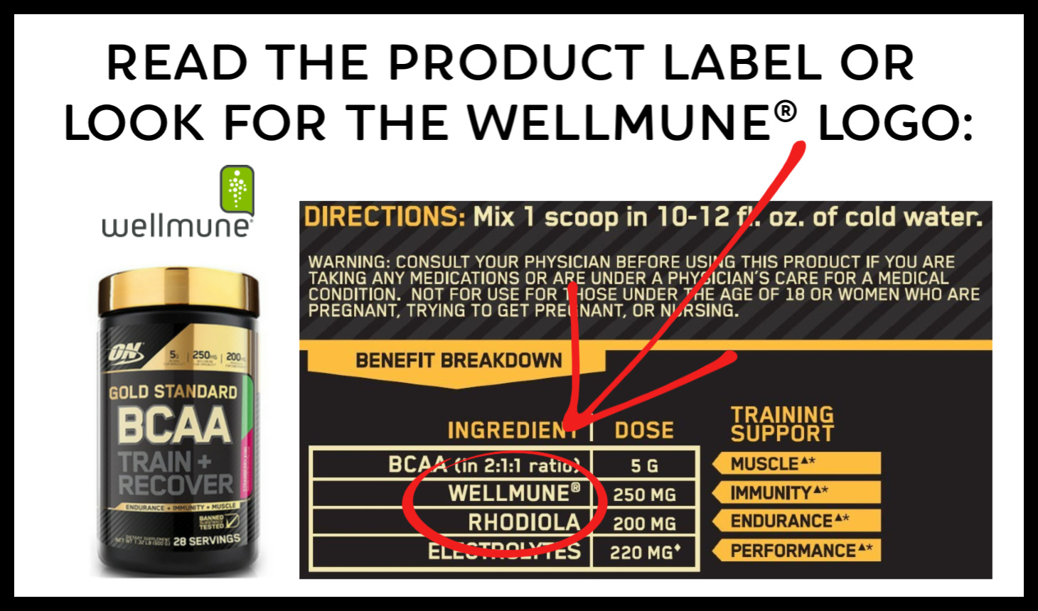 Wellmune (yeast beta glucan) product label example