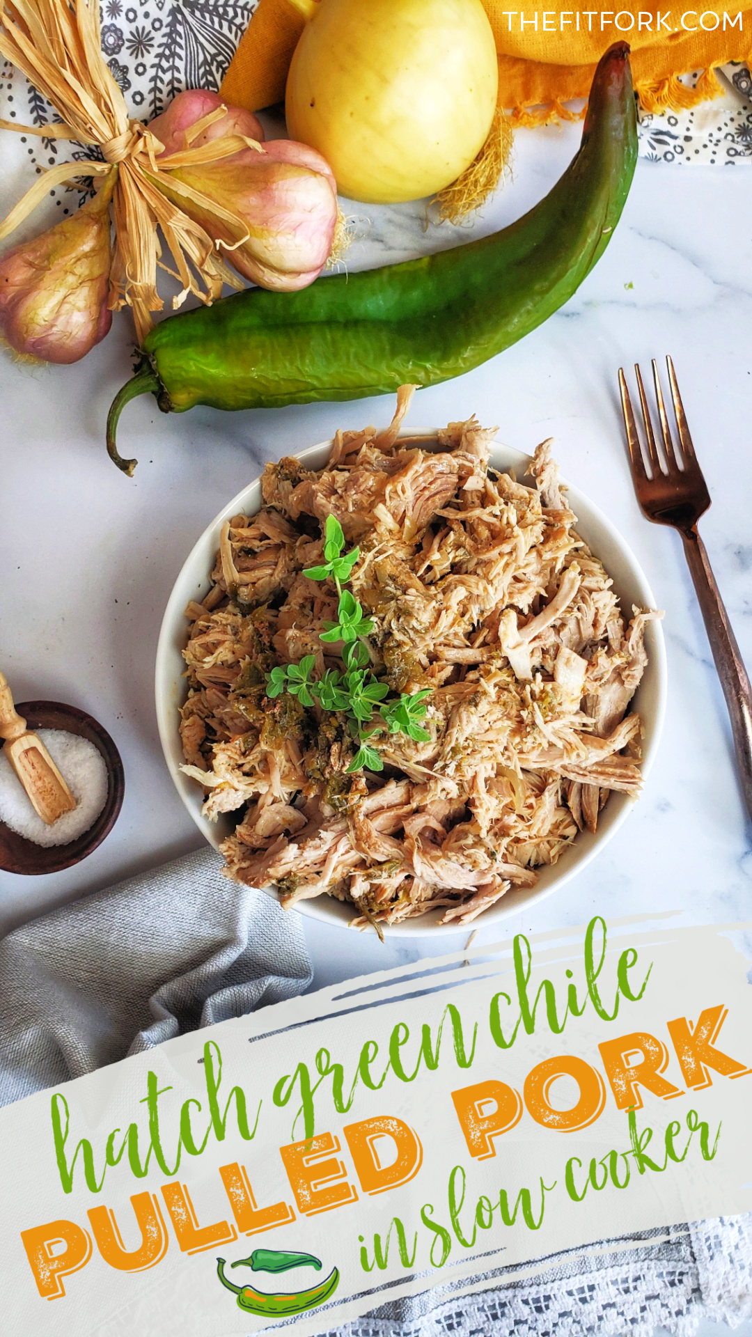 Hatch Green Chile Pulled Pork Sirloin in Slow Cooker - thefitfork.com