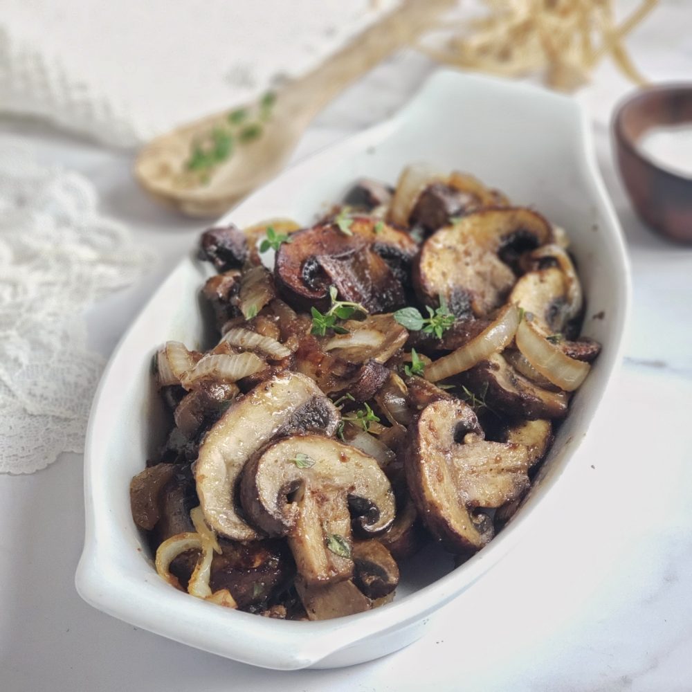 Balsamic Mushrooms and Onions are an easy 30 minute side dish that is paleo friendly and vegetarian.