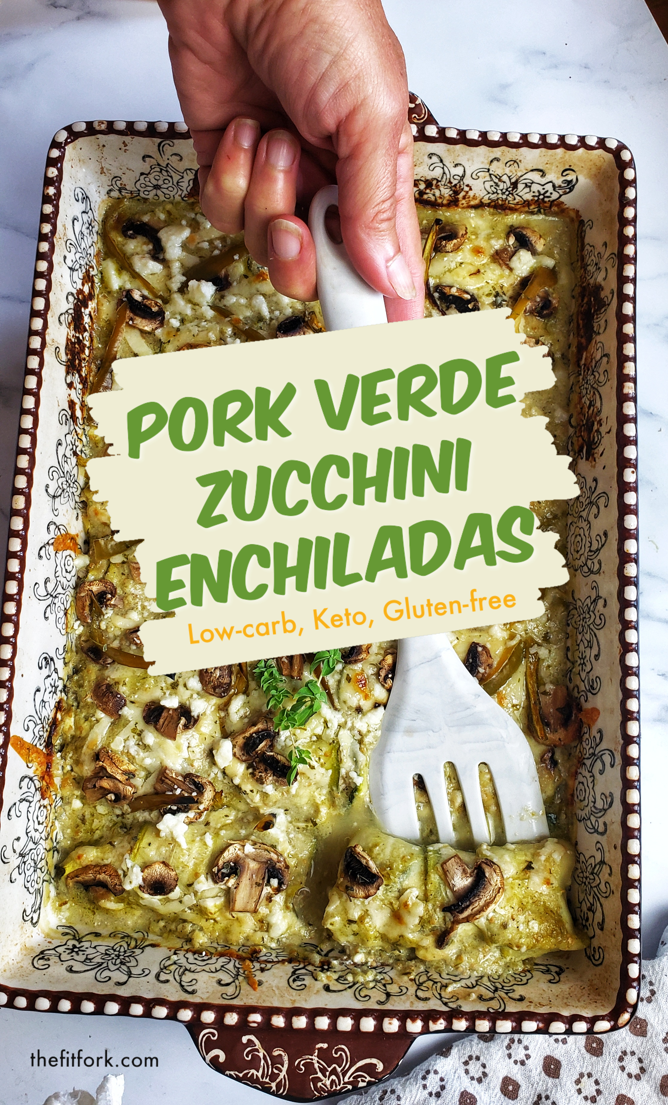 Pork Verde Zucchini Enchiladas  - no tortillas! Low carb, keto friendly, gluten free. A great way to add extra veggies into your life, meal prep and freezer friendly. Green chiles are only mildly spicy so this remains a kid friendly recipes for family diners. 