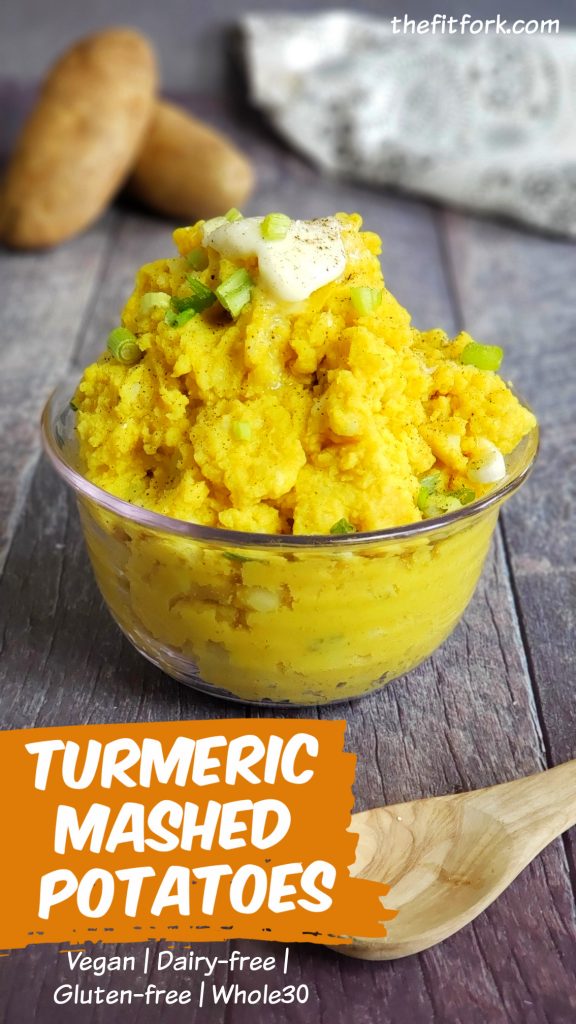 Level up your mashed potato game with this simple, vibrantly-hued side dish made with Russet (Idaho) potatoes, coconut milk, and turmeric and is compliant with vegan, dairy-free, gluten-free, and whole30 diets.